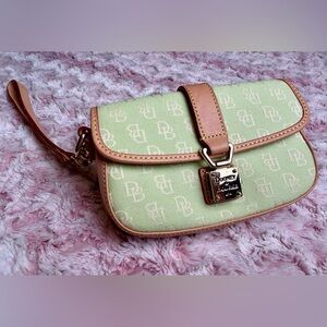 Dooney & Bourke Mint Green and Tan Clutch